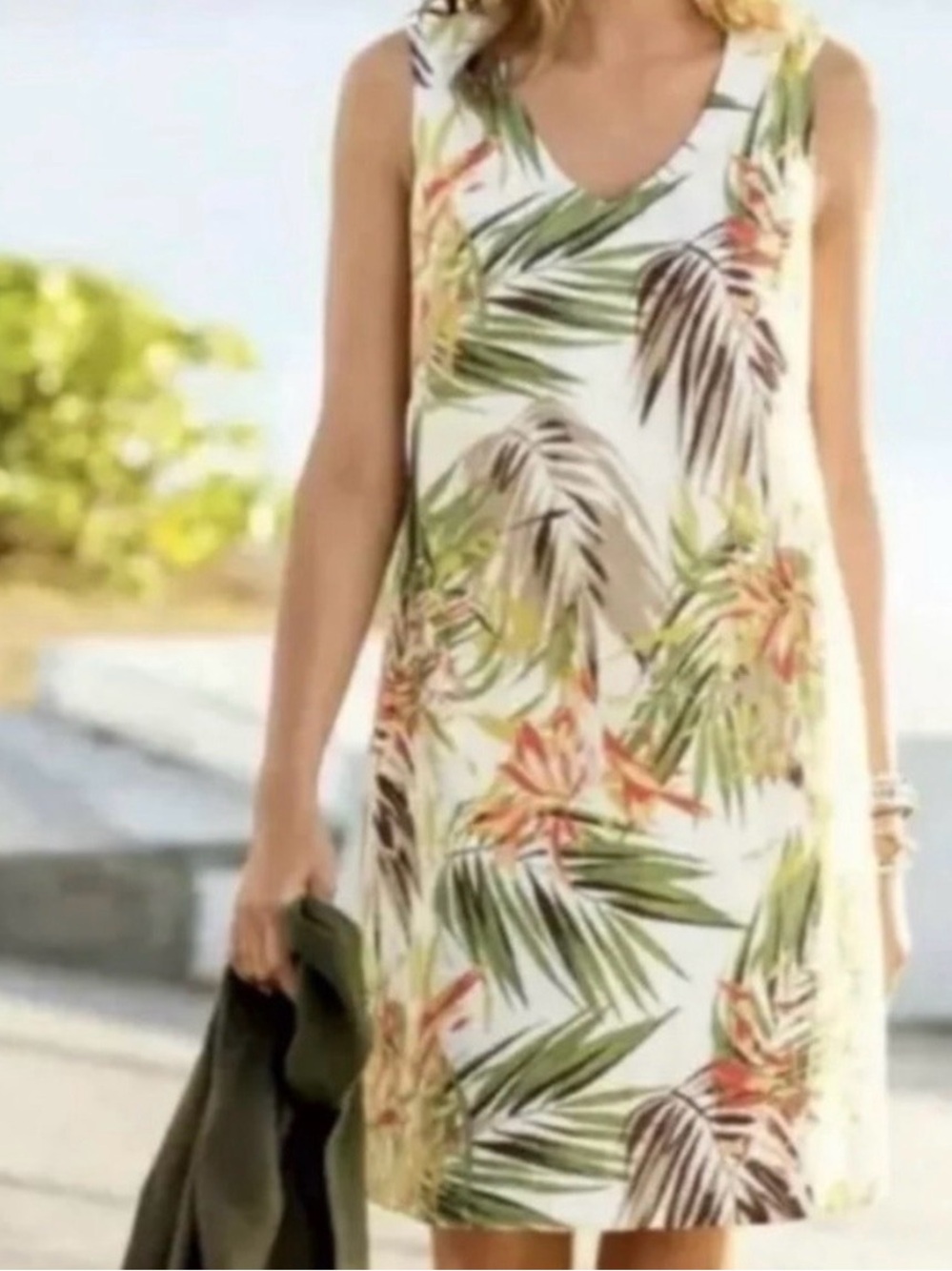 J.Jill Love Linen Tropical Print Shift Dress